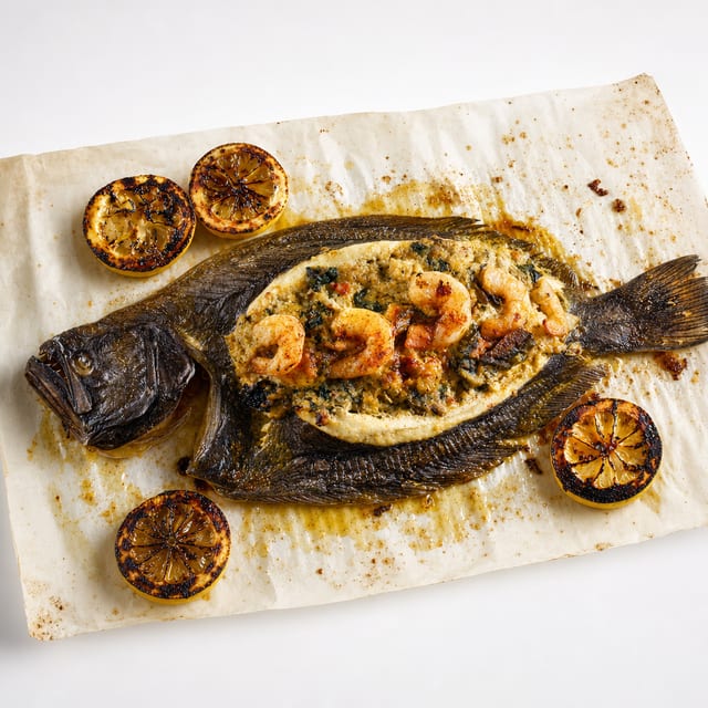 Broiled Stuffed Whole Flounder.