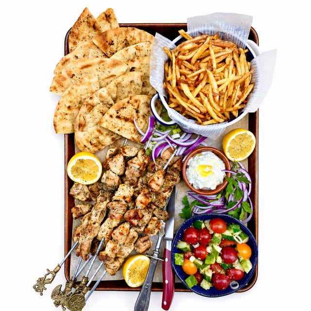Chicken Souvlaki Platter.