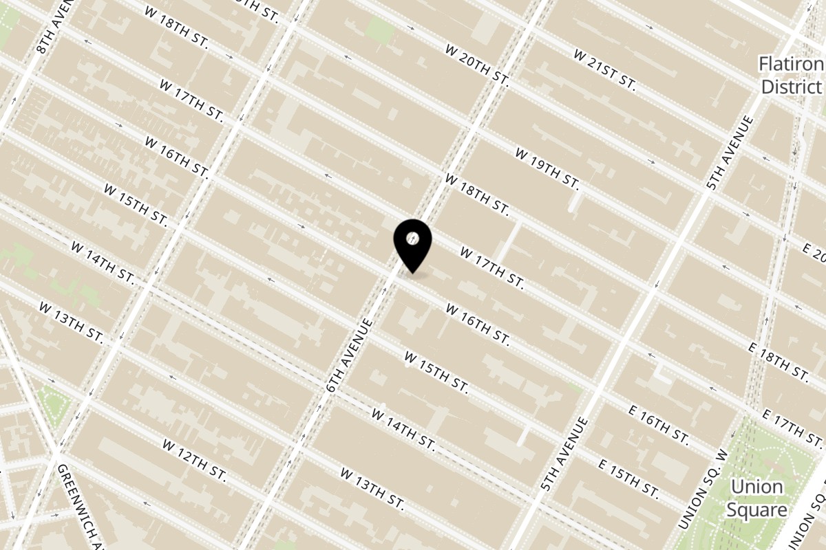 Map showing the location of Hollywood Diner on 574 6th Ave in New York